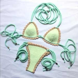 Key Lime Crochet Bikini New